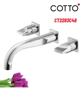 Vòi rửa mặt lavabo nóng lạnh 3 lỗ gắn tường COTTO CT2283C46