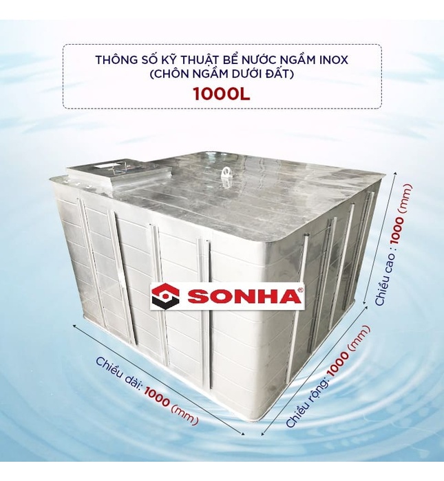 Bể nước ngầm inox Sơn Hà 1000l SH 1000BNI