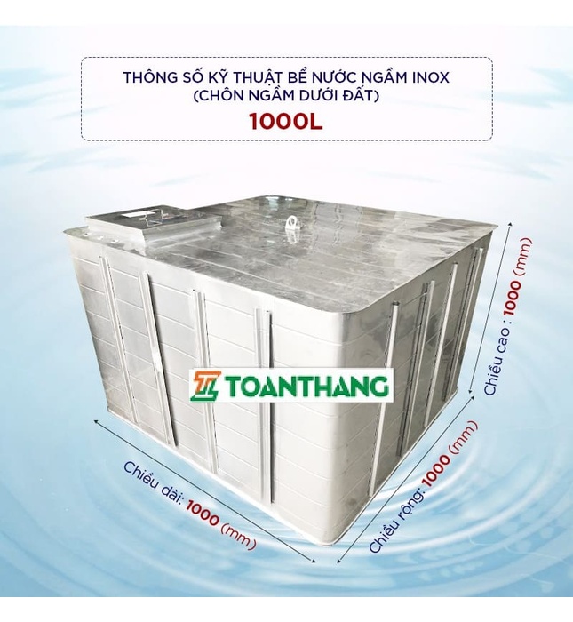 Bể nước ngầm inox Toàn Thắng 1000L TT 1000BNI