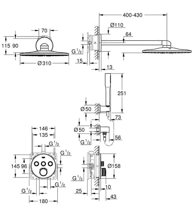Sen Tắm Nóng Lạnh Âm Tường Đức Grohe 34705000