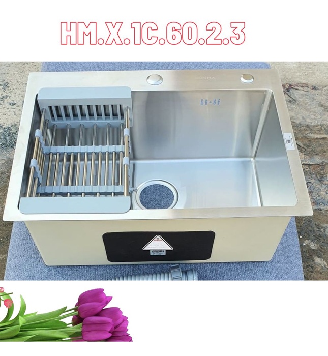 CHẬU BẾP ĐÚC HANDMADE LUXURY 1 HỐ SƠN HÀ HM.X.1C.60.2.3