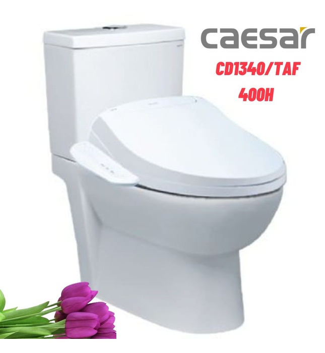 Bồn cầu 2 khối nắp điện tử Caesar CD1340/TAF400H