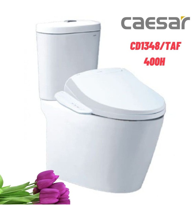 Bồn cầu 2 khối nắp điện tử Caesar CD1348/TAF400H 