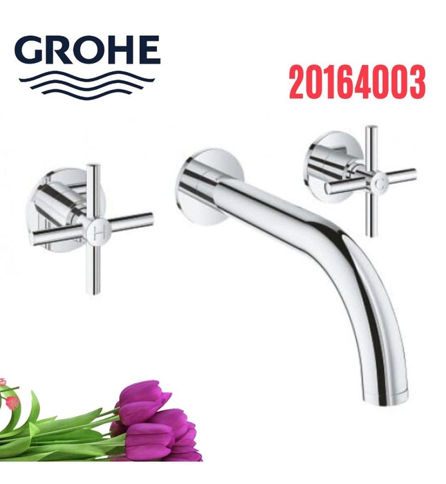 Vòi Chậu Lavabo Nóng Lạnh Gắn Tường Đức Grohe 20164003