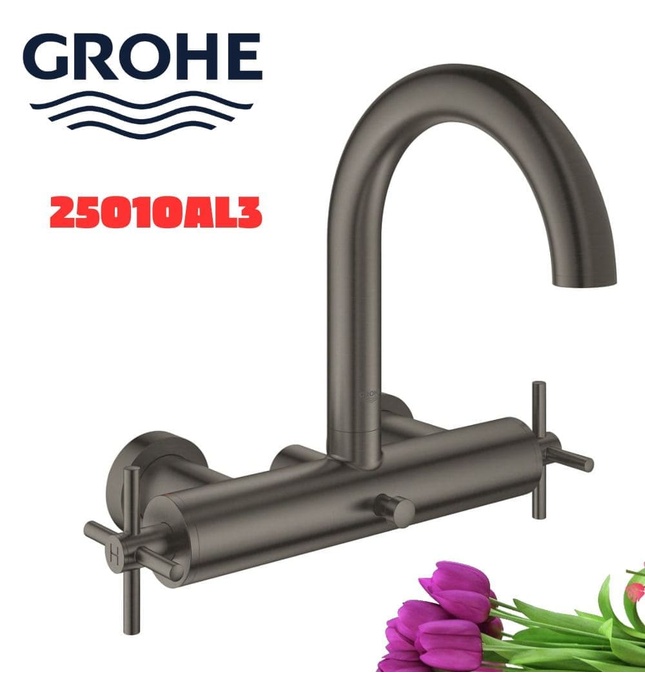 Vòi Chậu Lavabo Nóng Lạnh Gắn Tường Đức Grohe 25010AL3