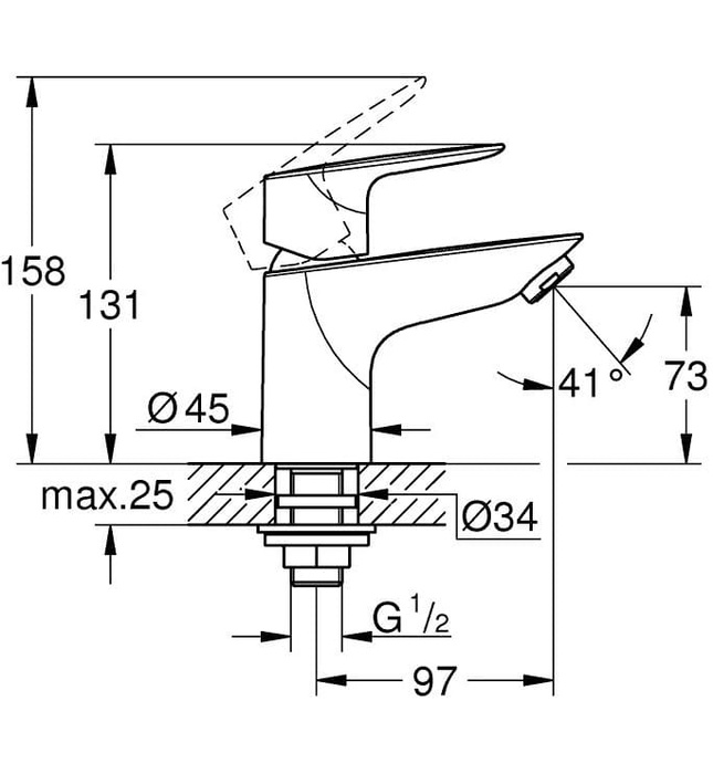 Vòi Chậu Lavabo Nóng Lạnh 1 Lỗ Đức Grohe 32861001