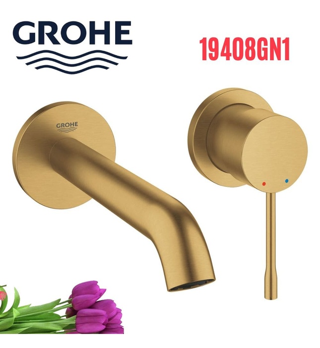 Vòi Chậu Lavabo Nóng Lạnh Gắn Tường Đức Grohe 19408GN1