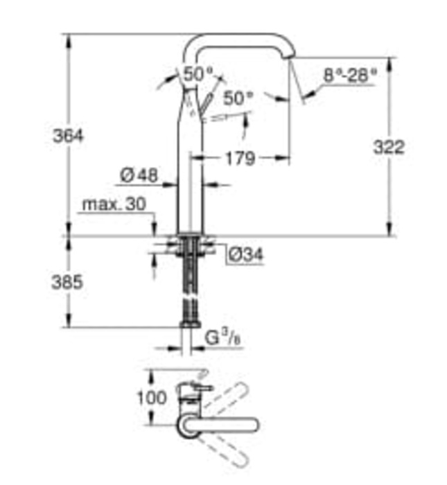 Vòi Chậu Lavabo Nóng Lạnh 1 Lỗ Đức Grohe 32901DL1