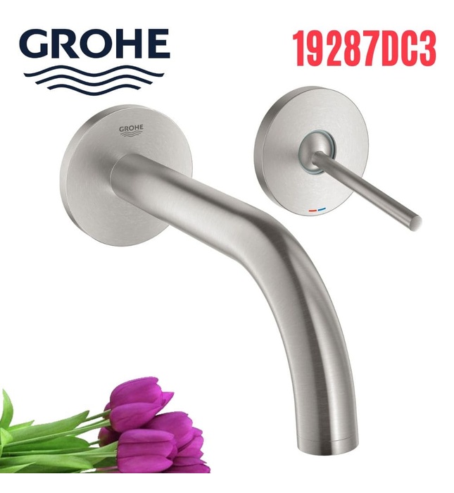 Vòi Chậu Lavabo Nóng Lạnh Gắn Tường Đức Grohe 19287DC3
