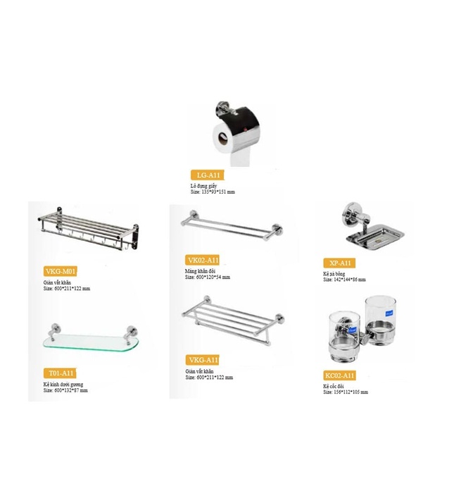 Bộ Phụ Kiện inox 304 7 món Archi A11