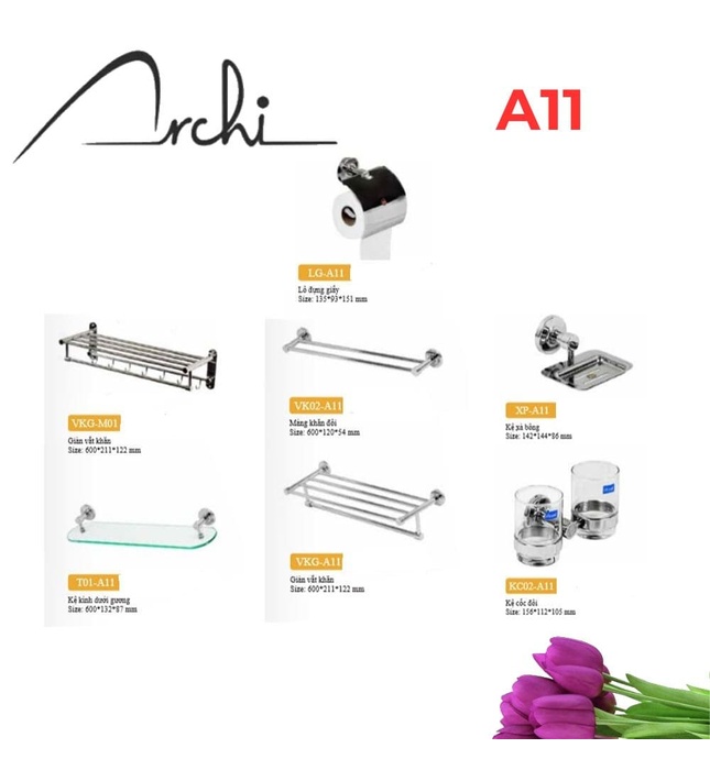 Bộ Phụ Kiện inox 304 7 món Archi A11