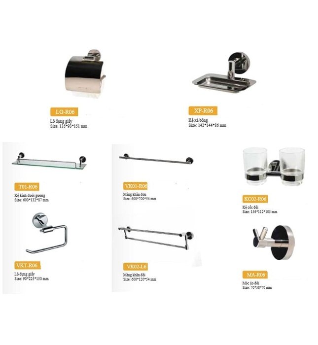 Bộ Phụ Kiện inox 304 8 món Archi R06