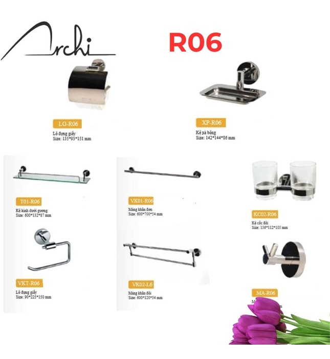 Bộ Phụ Kiện inox 304 8 món Archi R06