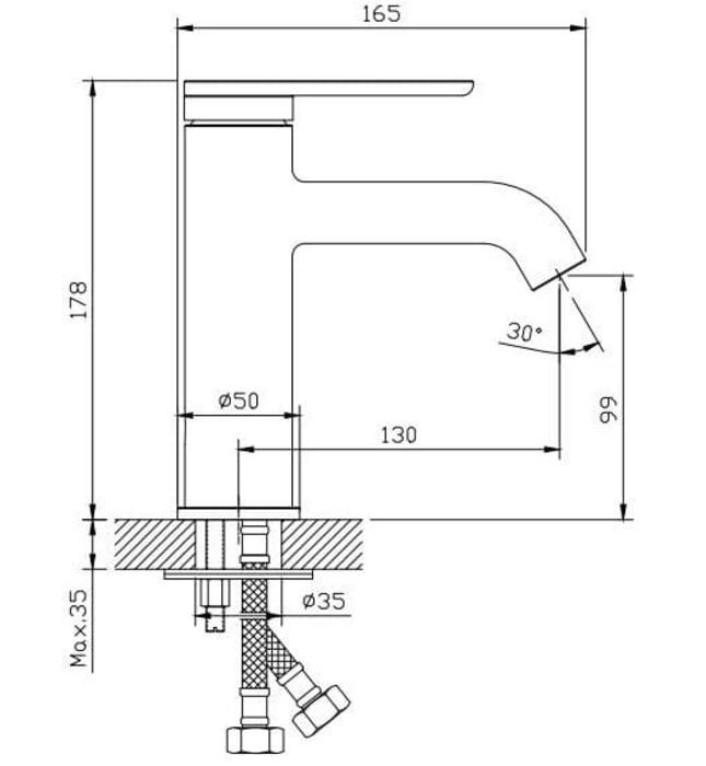 Vòi Chậu Lavabo Nóng Lạnh 1 Lỗ Paulschmitt PA015F