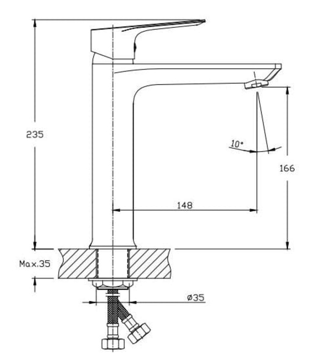 Vòi Chậu Lavabo Nóng Lạnh 1 Lỗ Paulschmitt PA017FM