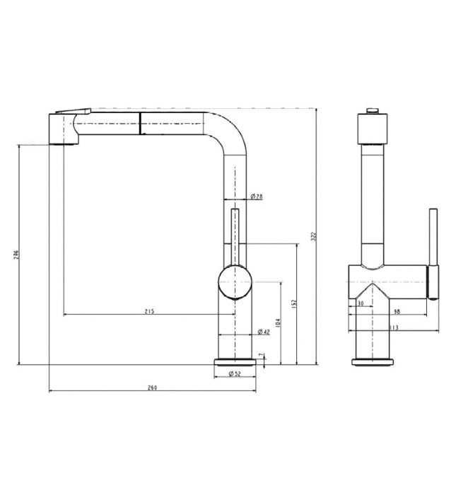 Vòi Bếp Dây Rút Nóng Lạnh Paulschmitt PA313K