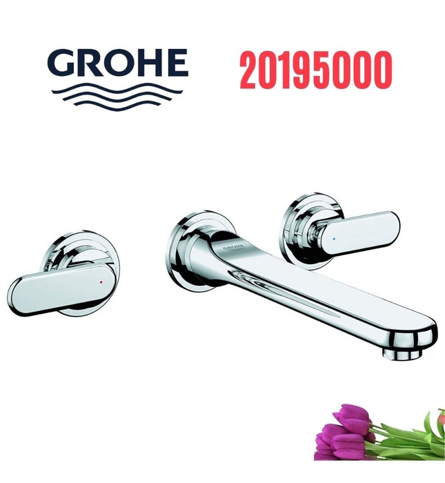 Vòi chậu lavabo nóng lạnh gắn tường 3 chân Grohe 20195000