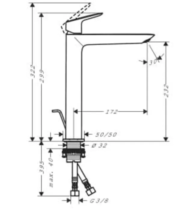 Vòi Lavabo Thân Cao Nóng Lạnh Hansgrohe 71257007