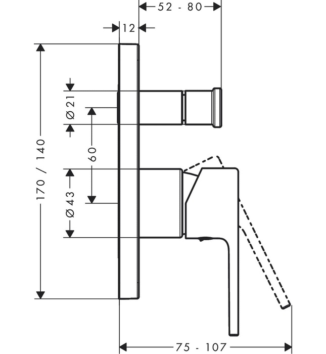 BỘ TRỘN BỒN TẮM HANSGROHE 71458007