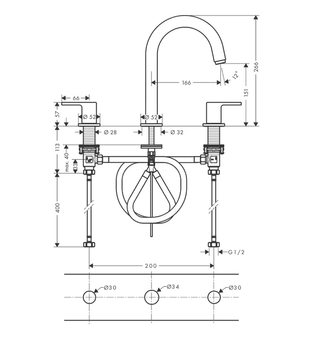 Vòi chậu 3 lỗ Hansgrohe 71563677