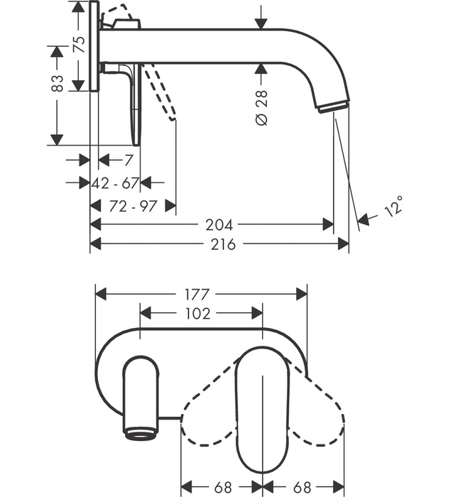 Vòi chậu âm tường Hansgrohe 71576007