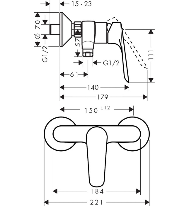 BỘ TRỘN SEN TẮM HANSGROHE 71602000