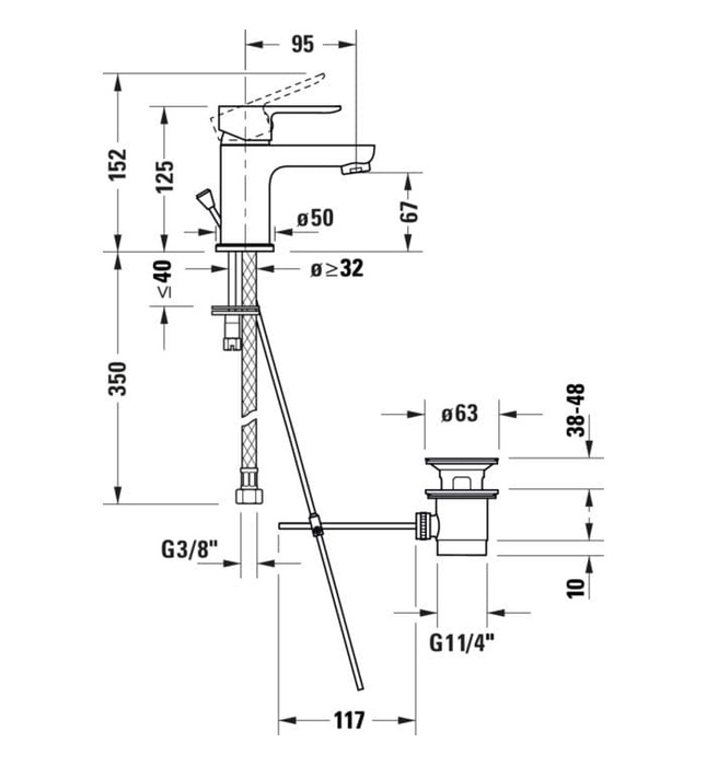 Vòi Nóng Lạnh Lavabo Duravit A11010002010