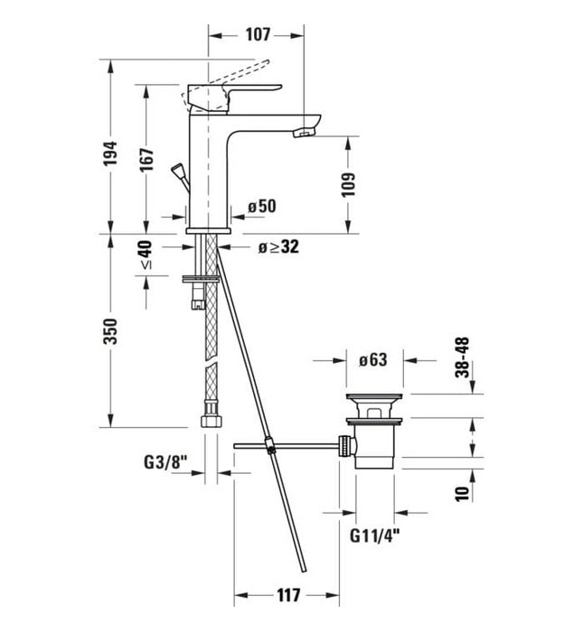 Vòi Nóng Lạnh Lavabo Duravit A11020002010