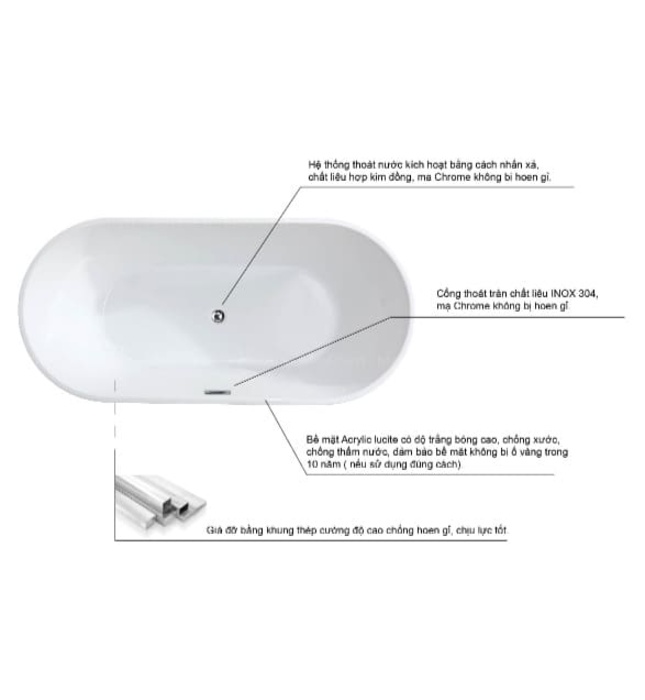 Bồn tắm đặt sàn massage 1.5m Mowoen MW8299-150.MS