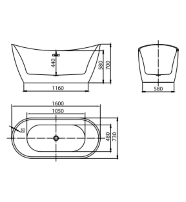 Bồn tắm đặt sàn 1.6m Mowoen MW8207BW-160 màu đen