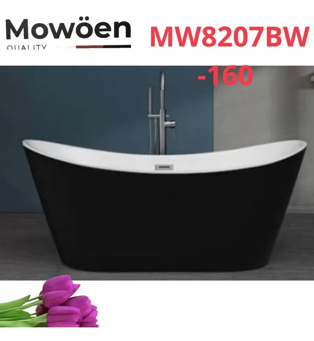 Bồn tắm đặt sàn 1.6m Mowoen MW8207BW-160 màu đen