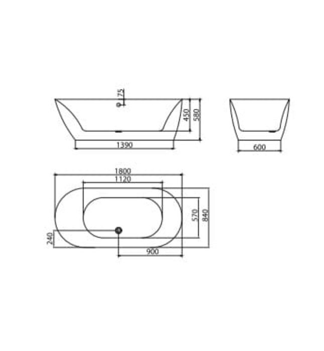 Bồn tắm đặt sàn 1.8m Mowoen MW8206-180