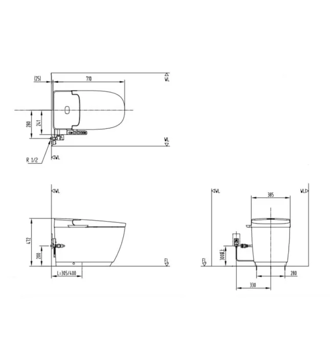 Bồn Cầu Thông Minh Inax AC-816VN/BW1 SARAS LIGHT-E