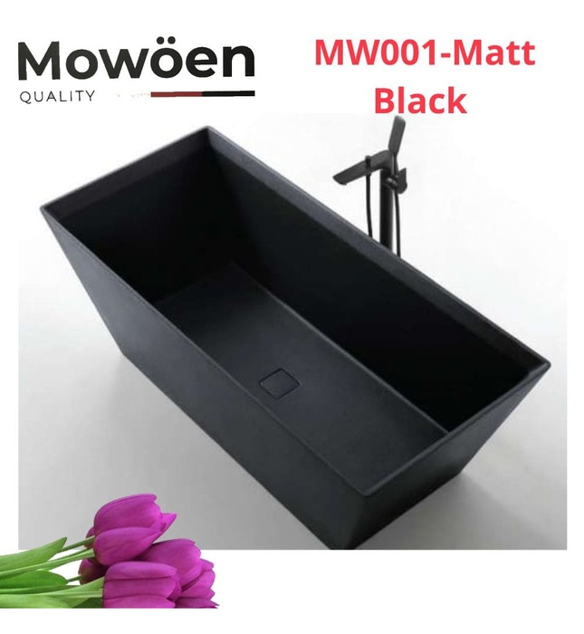 Bồn Tắm Mô Phỏng Đá Tự Nhiên Đặt Sàn 1.7m Mowoen MW001-Matt Black