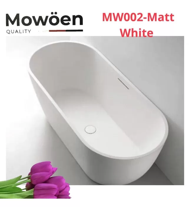 Bồn Tắm Mô Phỏng Đá Tự Nhiên Đặt Sàn 1.7m Mowoen MW002-Matt White