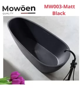 Bồn Tắm Đá Tự Nhiên Đặt Sàn 1.7m Mowoen MW003-Matt Black