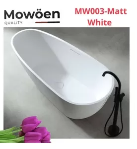 Bồn Tắm Đá Tự Nhiên Đặt Sàn 1.7m Mowoen MW003-Matt White