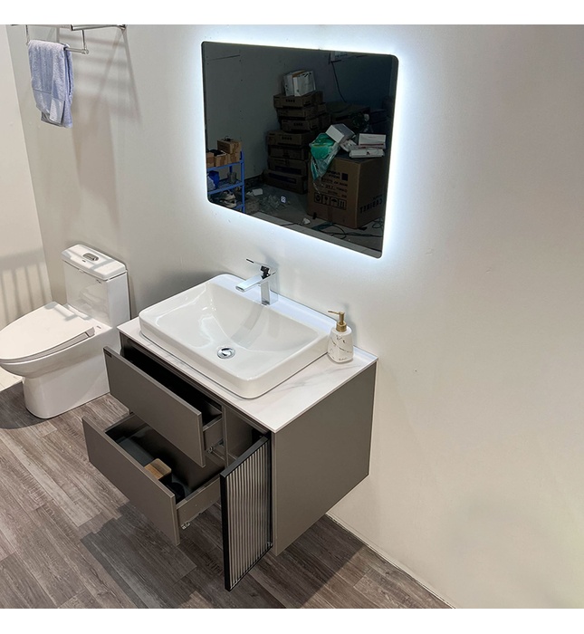 Bộ tủ chậu cao cấp đèn Led Mowoen MW6652GR-80