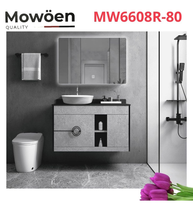 Bộ tủ chậu cao cấp đèn Led Mowoen MW6608R-80