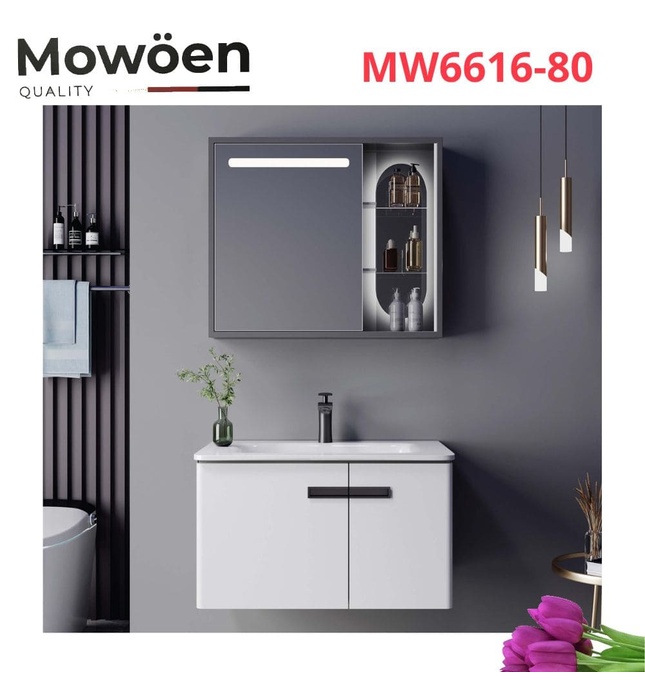 Bộ tủ chậu cao cấp đèn Led Mowoen MW6616-80