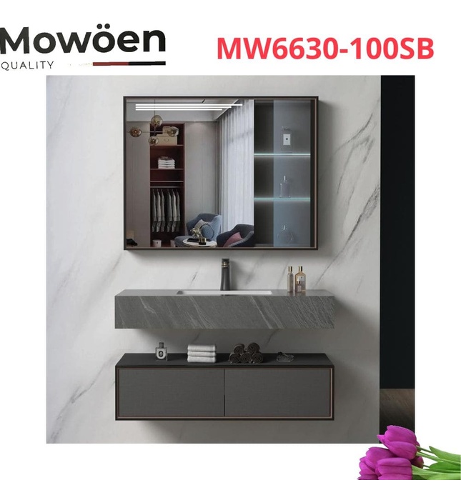 Bộ tủ chậu cao cấp đèn Led Mowoen MW6630-100SB