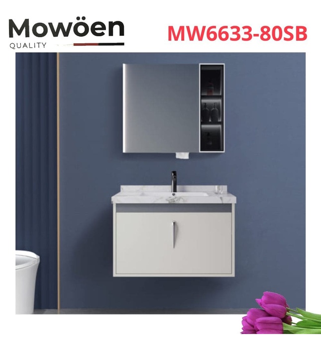 Bộ tủ chậu cao cấp đèn Led Mowoen MW6633-80SB