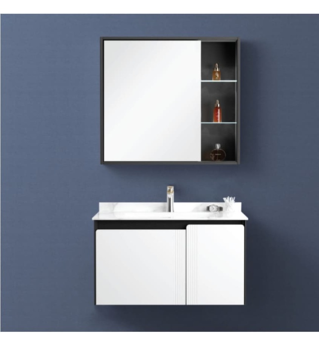 Bộ tủ chậu cao cấp đèn Led Mowoen MW6634-80SB