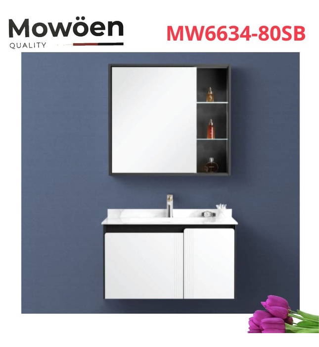 Bộ tủ chậu cao cấp đèn Led Mowoen MW6634-80SB