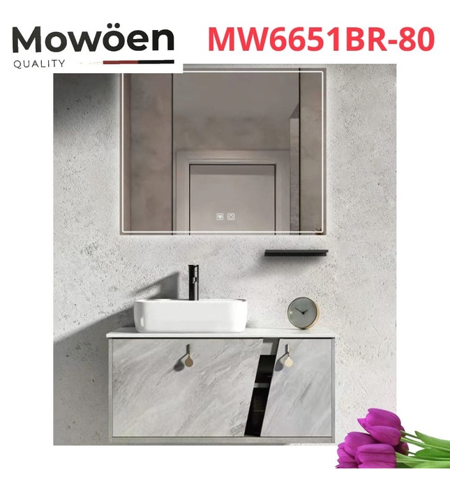 Bộ tủ chậu cao cấp đèn Led Mowoen MW6651BR-80