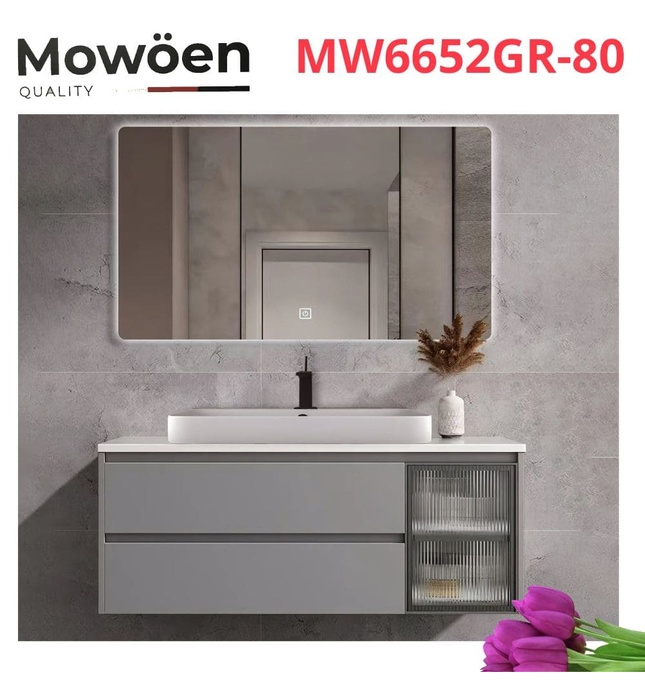 Bộ tủ chậu cao cấp đèn Led Mowoen MW6652GR-80
