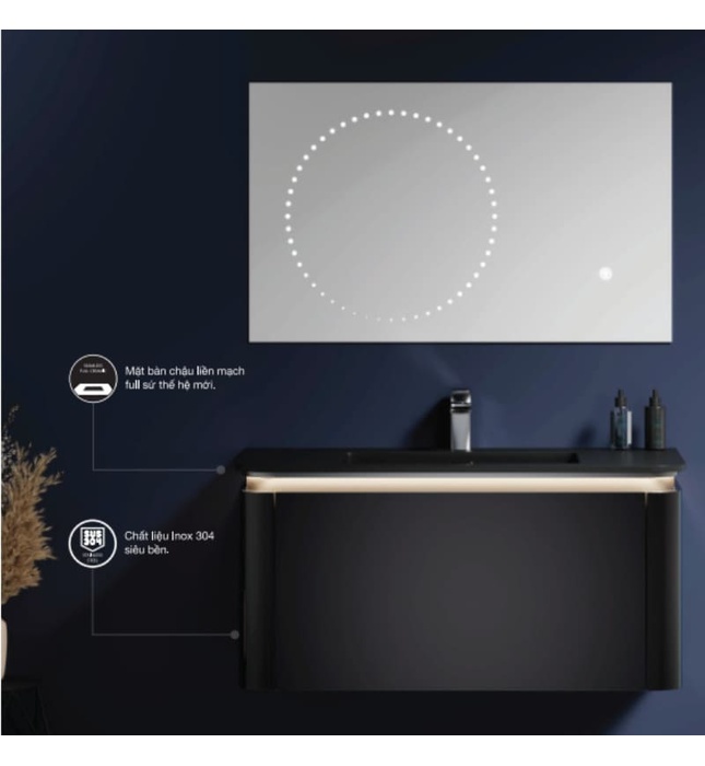 Bộ tủ chậu cao cấp đèn Mowoen MW6811S-80