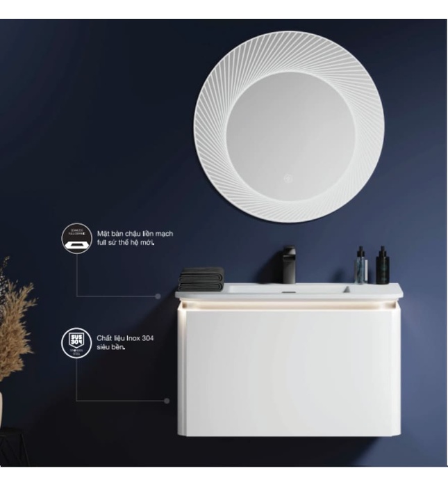 Bộ tủ chậu cao cấp đèn Mowoen MW6812S-80