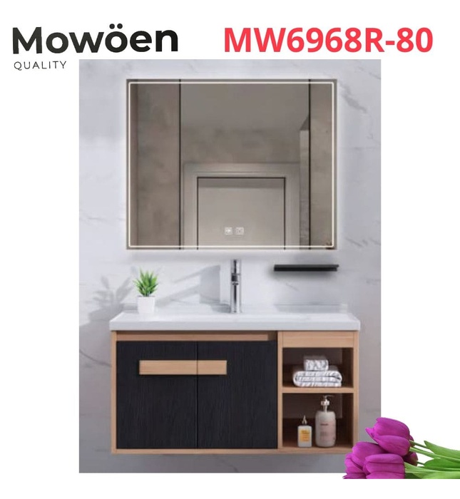 Bộ tủ chậu cao cấp đèn Mowoen MW6968R-80