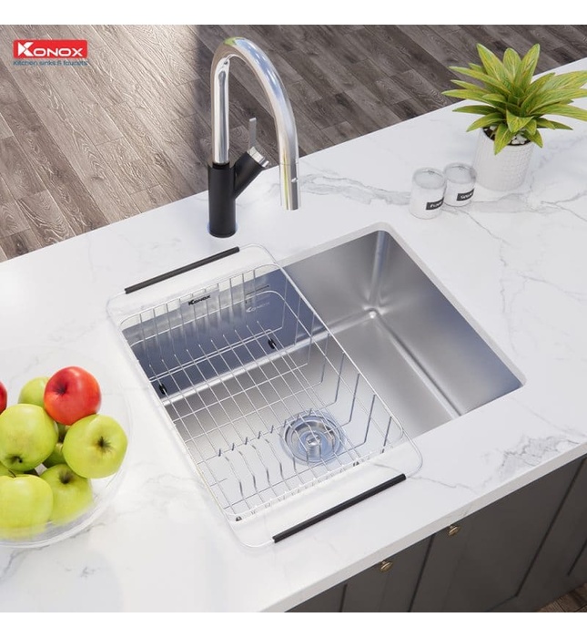Chậu rửa bát đúc 1 hố chống xước Konox KN5444SU Dekor